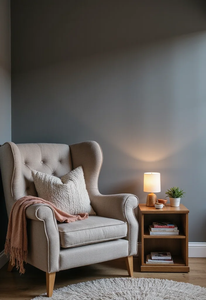 12 Grey Wall Bedroom Ideas for Soft Neutral Comfort - 12. Create a Cozy Reading Nook