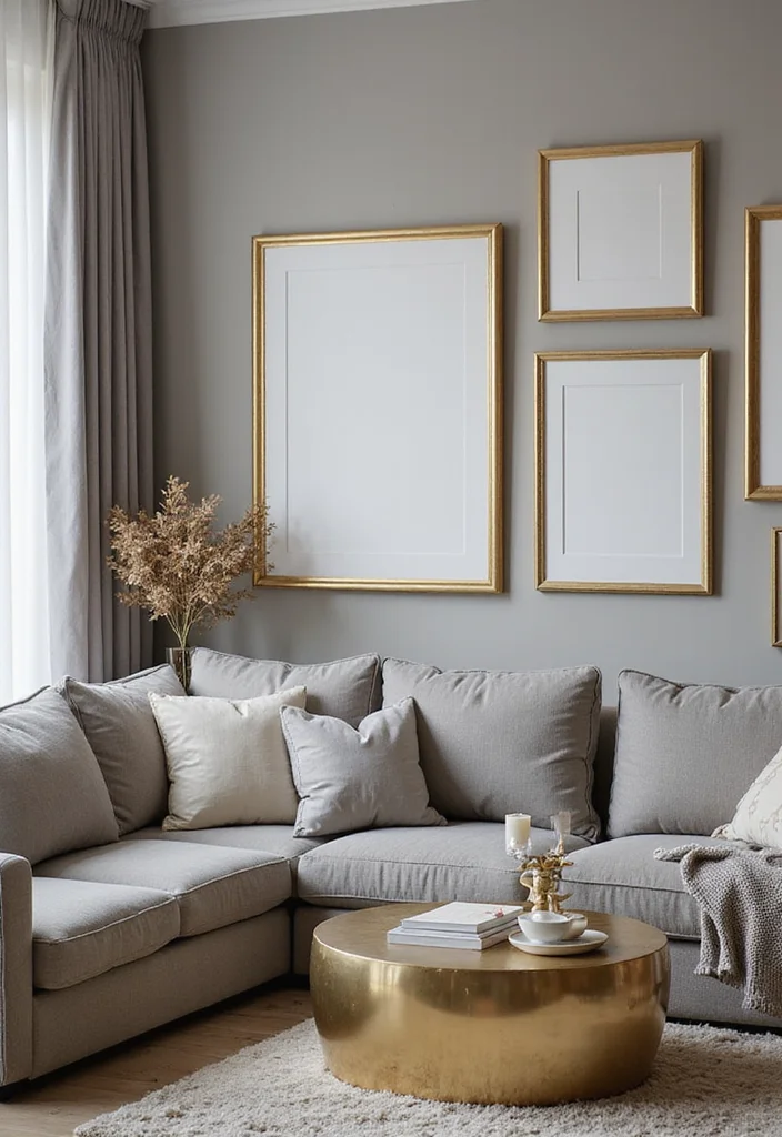 12 Grey and Gold Living Room Ideas for Chic Modern Glam - 11. Gold Accents in Decor