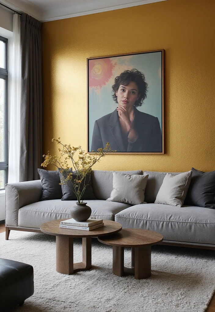 12 Grey and Gold Living Room Ideas for Chic Modern Glam - 3. Bold Accent Walls