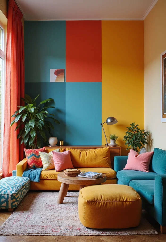 12 Living Room Addition Ideas for More Functional Space - 10. Colorful Accent Walls