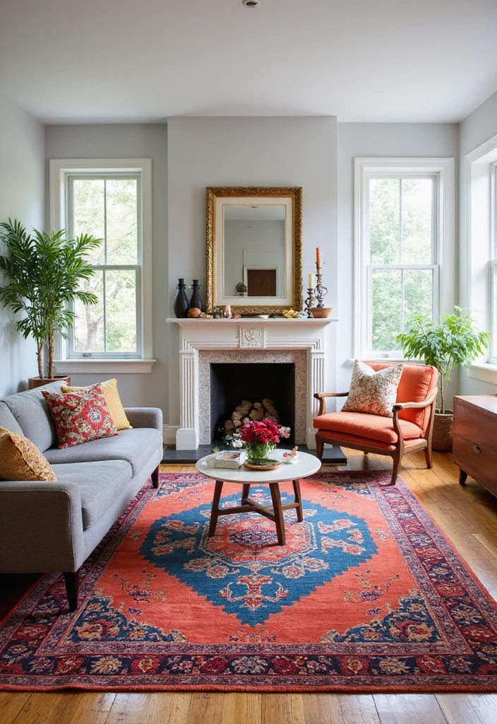 12 Living Room Addition Ideas for More Functional Space - 6. Statement Rugs