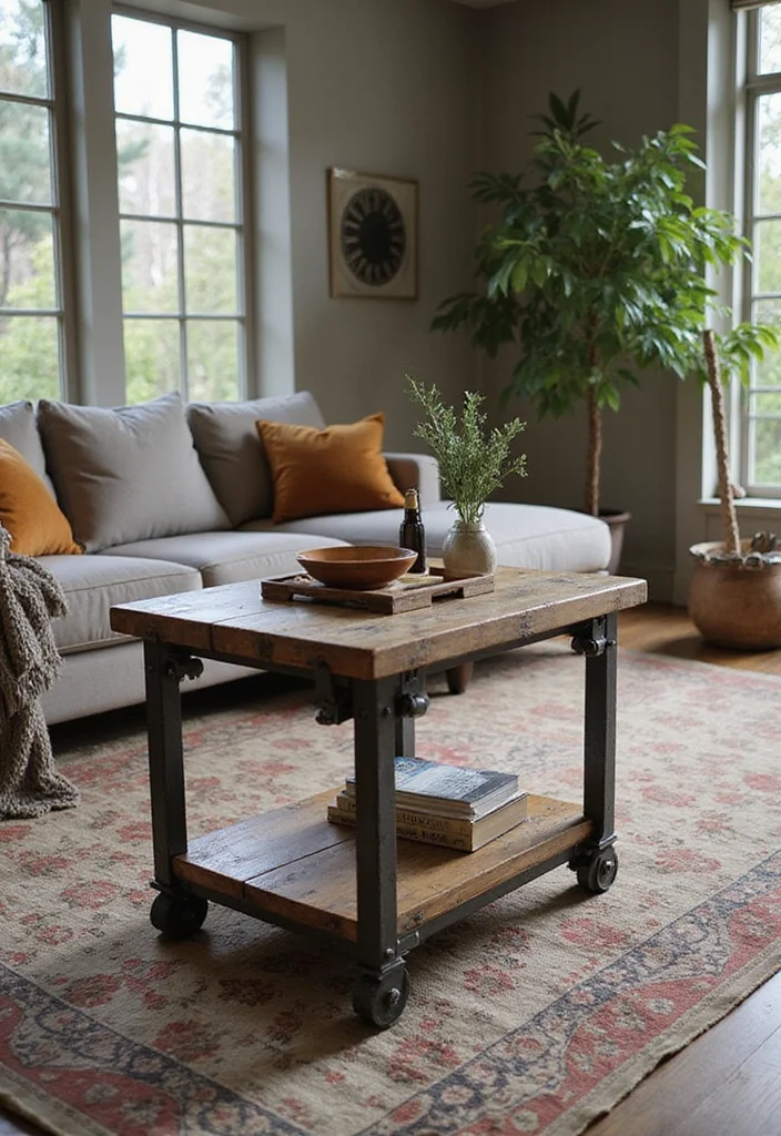 12 Living Room Table Ideas for Practical Stylish Layouts - 8. Industrial Style Tables