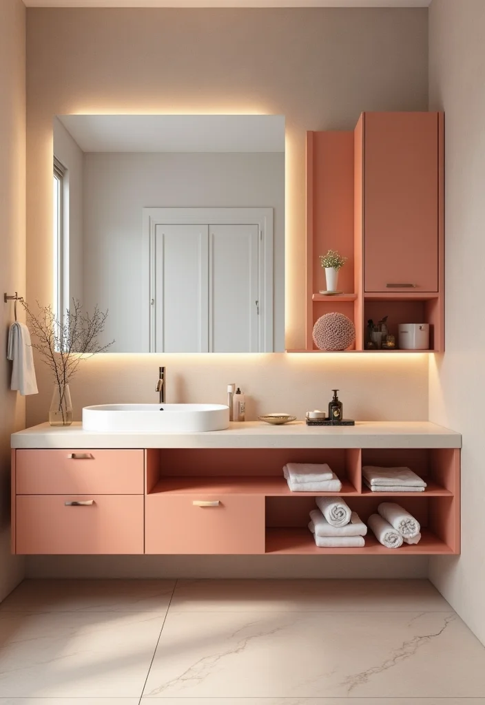 12 Peach Bathroom Ideas for Soft Warm Modern Charm 100 12 Peach Bathroom Ideas for Soft Warm Modern Charm - 10. Peach Vanity Ideas