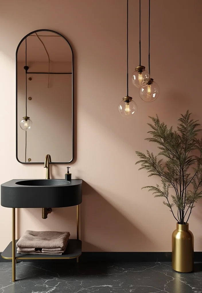 12 Peach Bathroom Ideas for Soft Warm Modern Charm 23 12 Peach Bathroom Ideas for Soft Warm Modern Charm - 3. Modern Fixtures with Peach Highlights