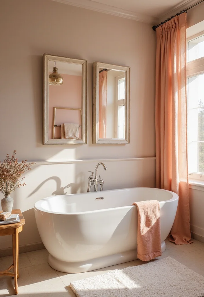 12 Peach Bathroom Ideas for Soft Warm Modern Charm 78 12 Peach Bathroom Ideas for Soft Warm Modern Charm - 8. Mixing Peach with Neutrals