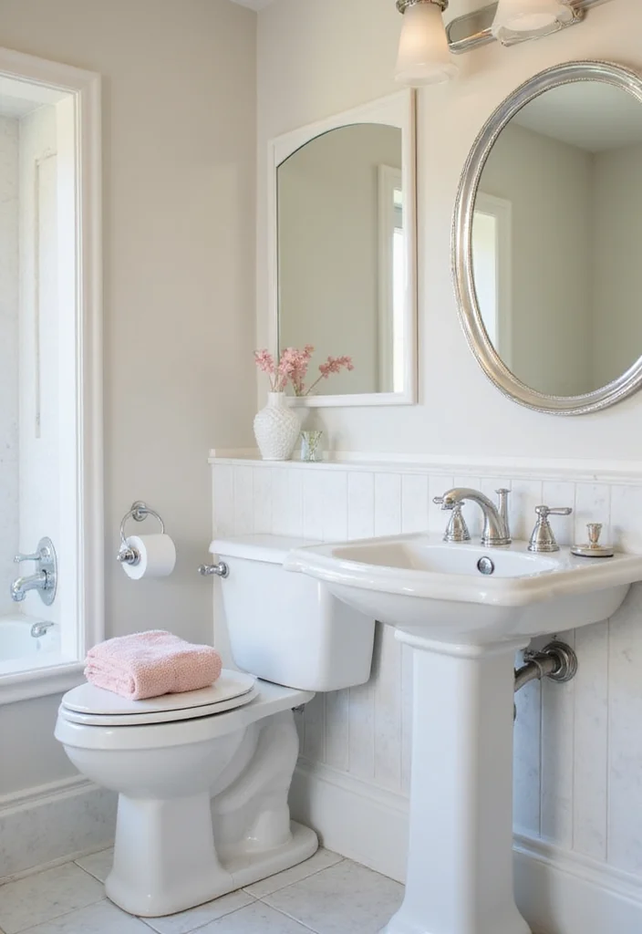 12 Pedestal Sink Bathroom Ideas for Clean Open Spaces - 1. Classic White Elegance