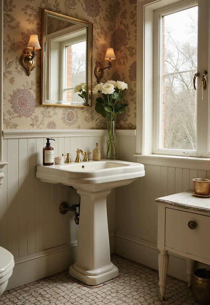 12 Pedestal Sink Bathroom Ideas for Clean Open Spaces - 2. Vintage Charm