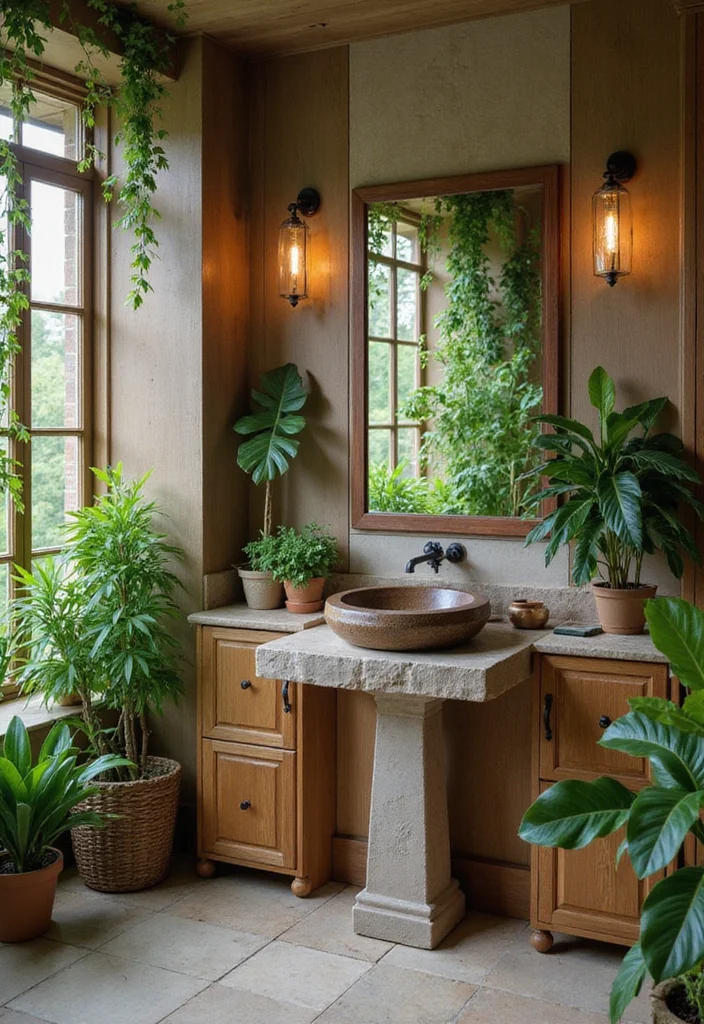 12 Pedestal Sink Bathroom Ideas for Clean Open Spaces - 4. Nature-Inspired Oasis
