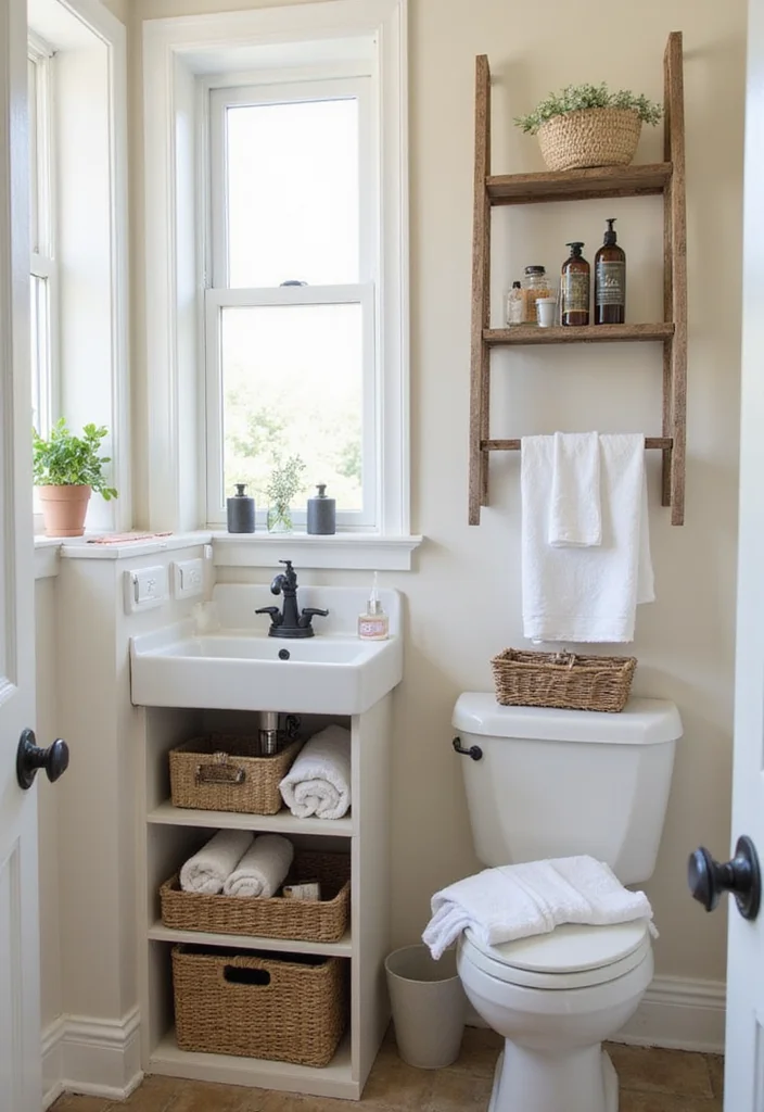 12 Pedestal Sink Bathroom Ideas for Clean Open Spaces - 9. Creative Storage Solutions
