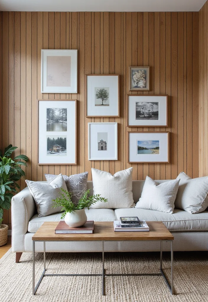 12 Slat Wall Ideas Living Room for Modern Textured Design - 6. Artistic Flair with Wall Art