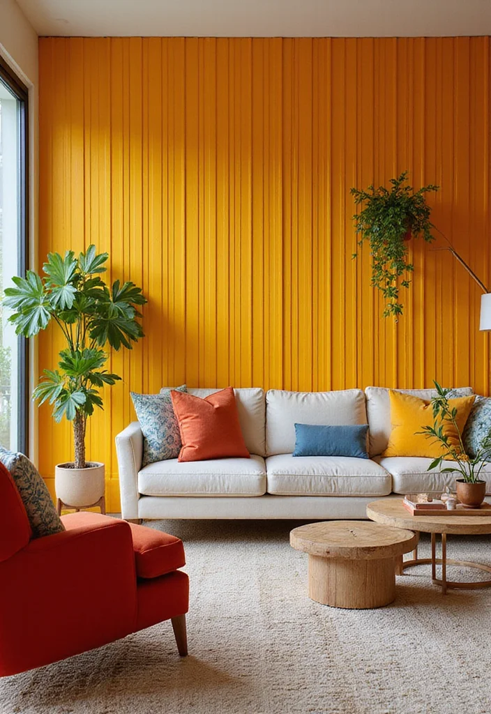 12 Slat Wall Ideas Living Room for Modern Textured Design - 7. Bold Color Statements