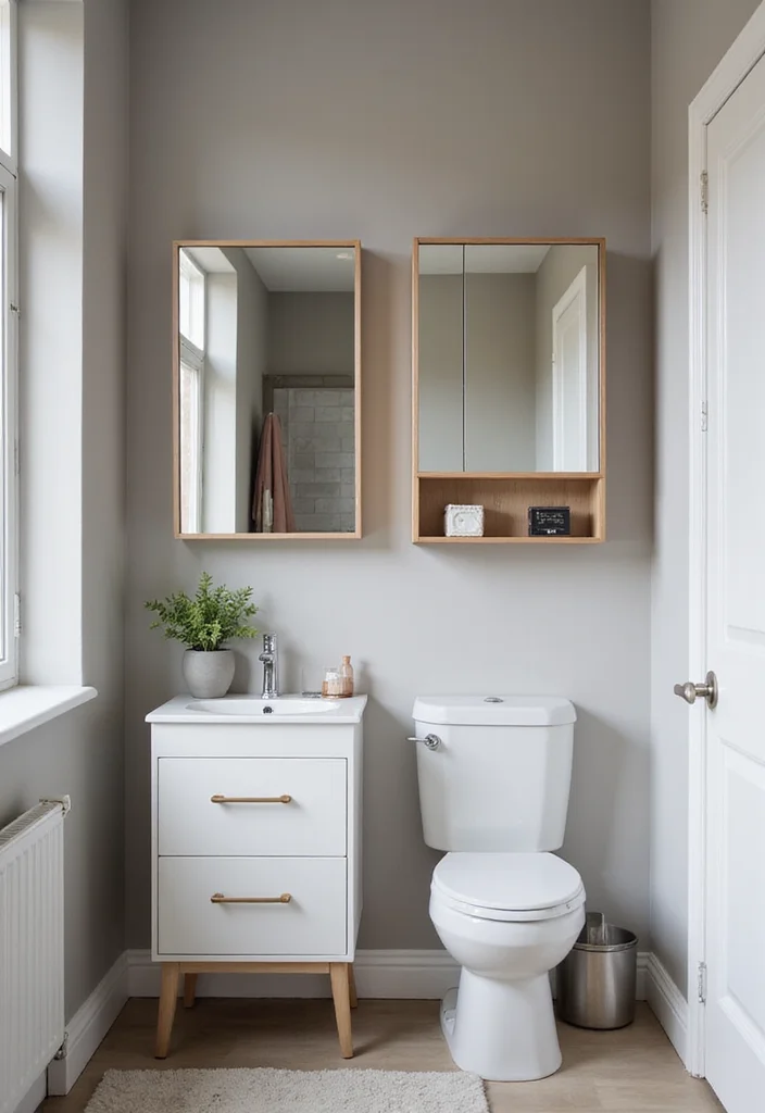 12 Small Bathroom With Corner Shower Ideas for Better Layout 100 12 Small Bathroom With Corner Shower Ideas for Better Layout - 10. Mirrored Cabinets