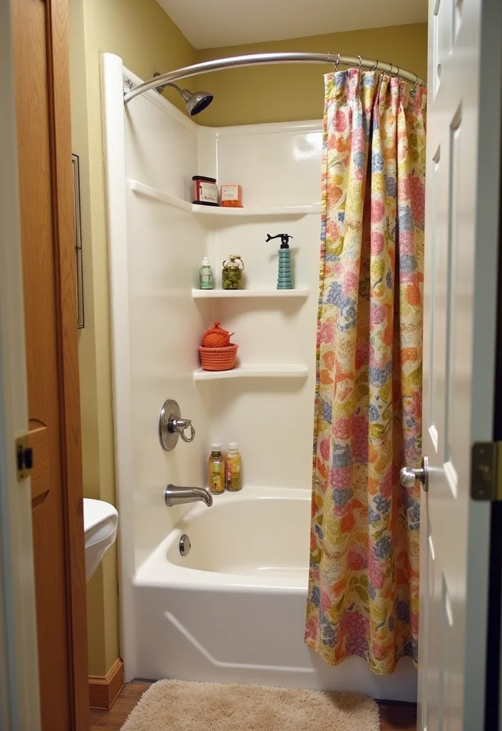 12 Small Bathroom With Corner Shower Ideas for Better Layout 12 12 Small Bathroom With Corner Shower Ideas for Better Layout - 2. Curved Shower Rods