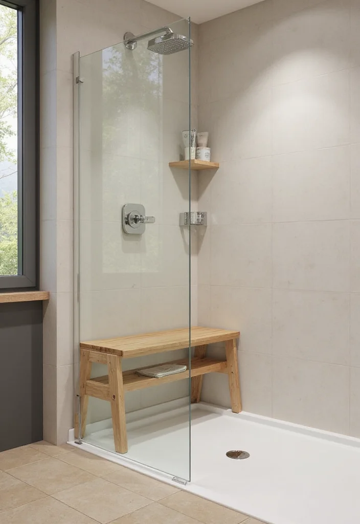 12 Small Bathroom With Corner Shower Ideas for Better Layout 78 12 Small Bathroom With Corner Shower Ideas for Better Layout - 8. Compact Shower Benches