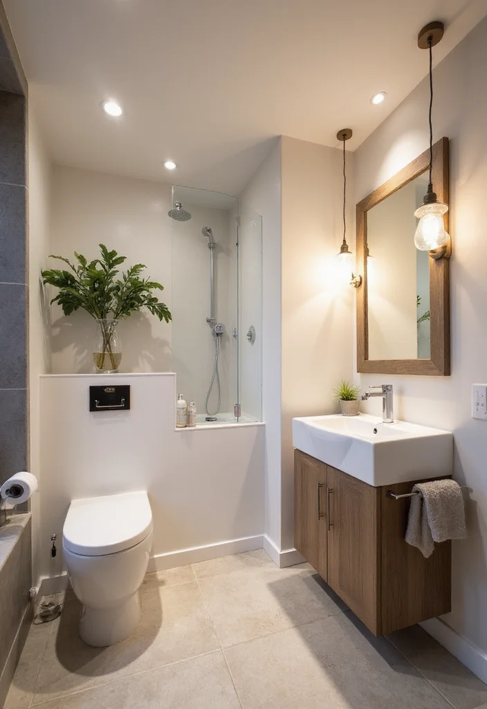 12 Small Bathroom With Corner Shower Ideas for Better Layout 89 12 Small Bathroom With Corner Shower Ideas for Better Layout - 9. Innovative Lighting Solutions