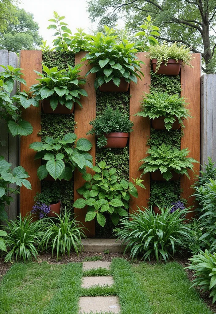 12 Square Backyard Ideas for Smart Structured Layouts - 2. Vertical Garden Wonders