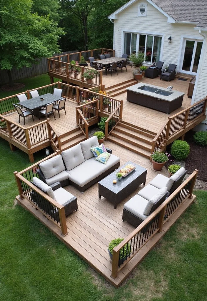 12 Square Backyard Ideas for Smart Structured Layouts - 3. Multipurpose Decking