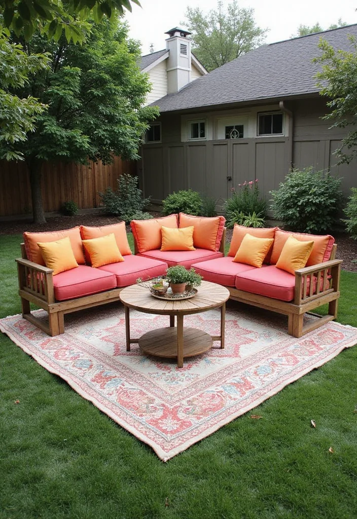 12 Square Backyard Ideas for Smart Structured Layouts - 4. Modular Furniture Arrangement