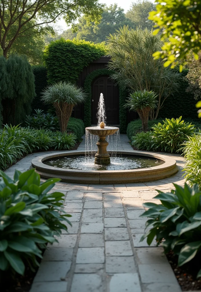 12 Square Backyard Ideas for Smart Structured Layouts - 5. Serene Water Features