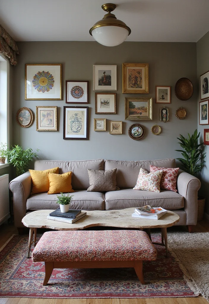 12 Taupe Sofa Living Room Ideas for Soft Neutral Appeal - 5. Eclectic Mix