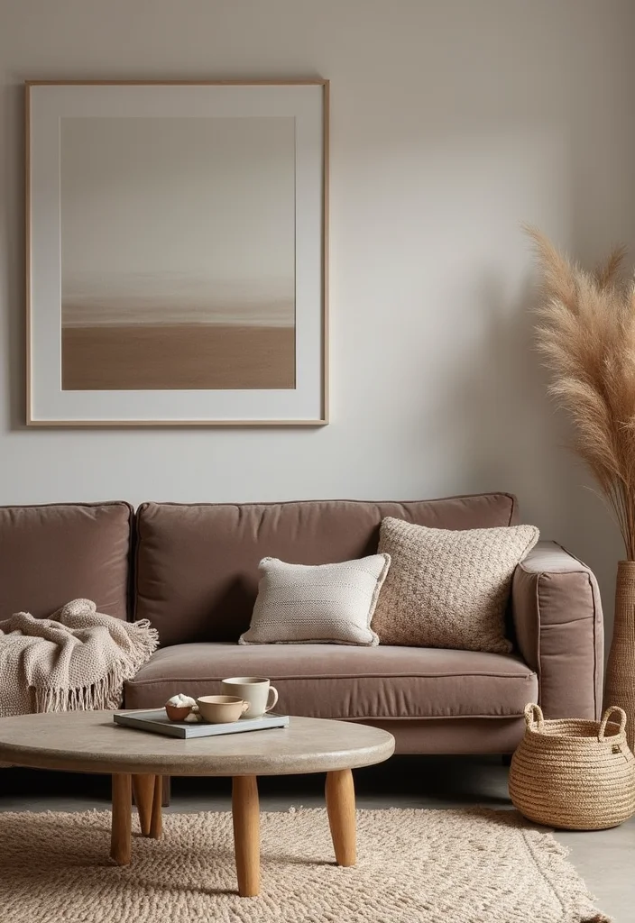 12 Taupe Sofa Living Room Ideas for Soft Neutral Appeal - 7. Textured Touches