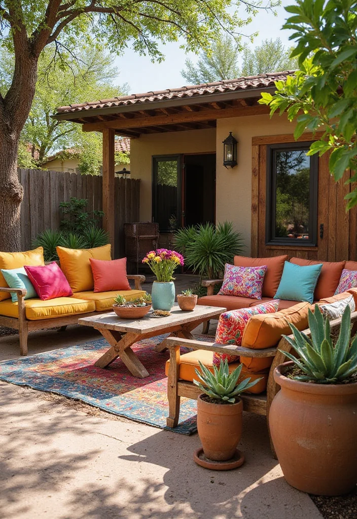 12 Texas Backyard Patio Ideas for Relaxed Outdoor Living 12 12 Texas Backyard Patio Ideas for Relaxed Outdoor Living - 2. Southwestern-Inspired Seating Areas