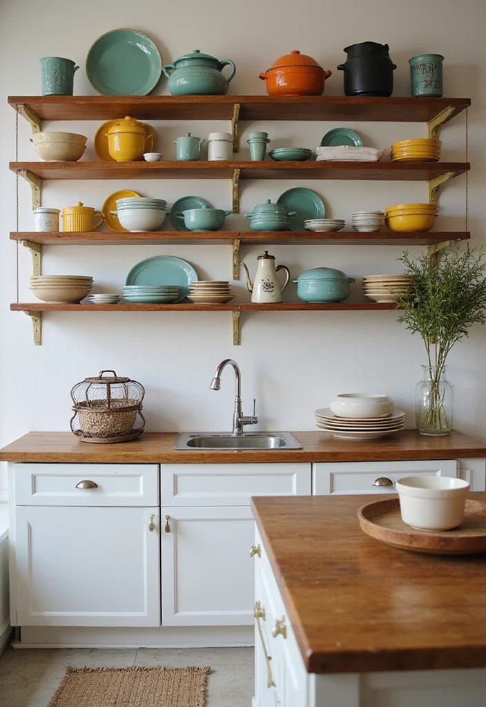 12 Vintage Kitchen Decor Ideas for Charming Retro Style - 10. Open Shelving Displays
