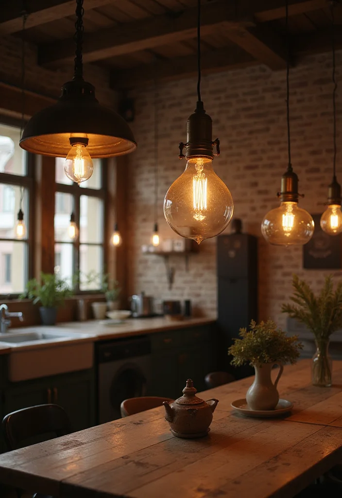 12 Vintage Kitchen Decor Ideas for Charming Retro Style - 6. Vintage Lighting Fixtures