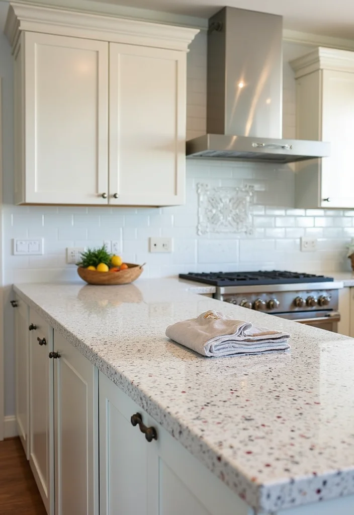 12 White Kitchen Countertop Ideas for Clean Bright Design - 11. White Terrazzo Countertops