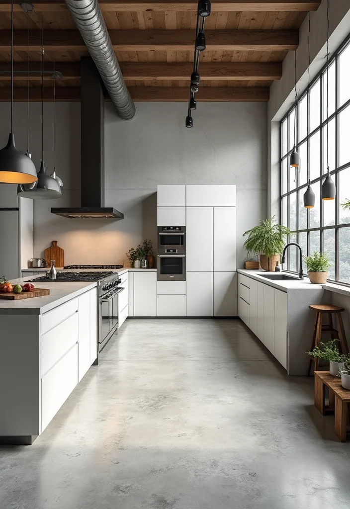 12 White Kitchen Flooring Ideas for Light Spacious Appeal - 4. Whitewashed Concrete