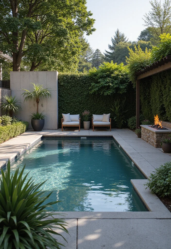 14 Backyard Pool and Fire Pit Ideas for Cozy Resort Style - 6. Corner Pool with Fire Place