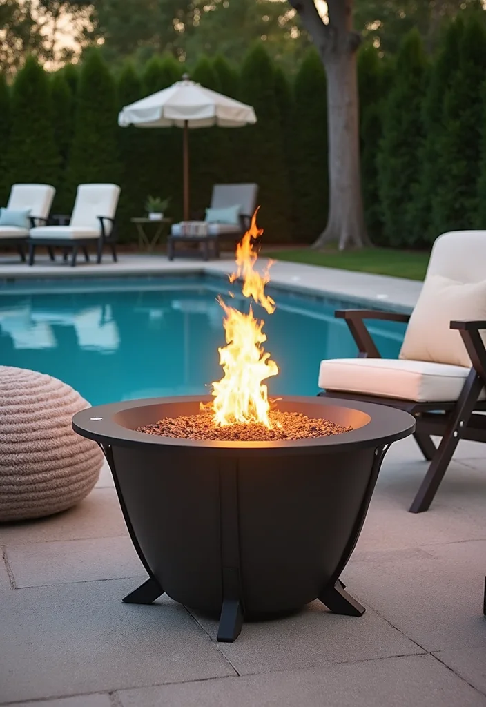 14 Backyard Pool and Fire Pit Ideas for Cozy Resort Style - 9. Portable Fire Pit for Flexibility