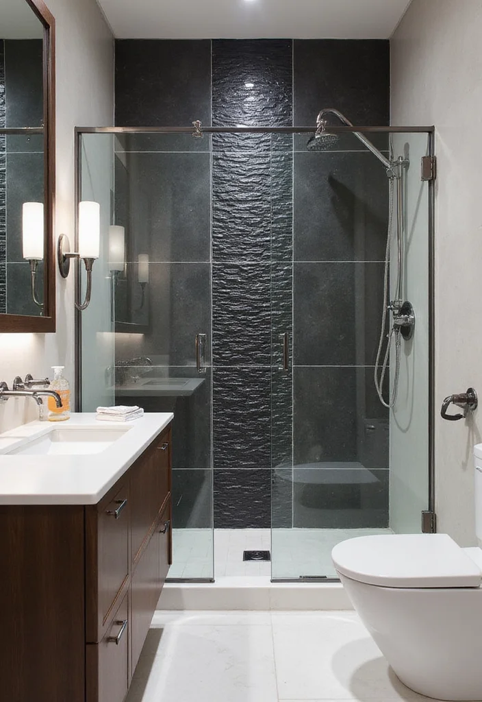 14 Black and White Bathroom Tile Ideas for Timeless Contrast - 13. Textured Tile Options