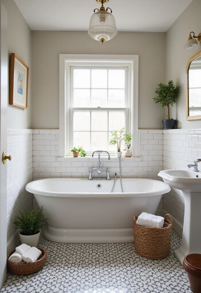 14 Black and White Bathroom Tile Ideas for Timeless Contrast - 14. Soft Retro Vibes