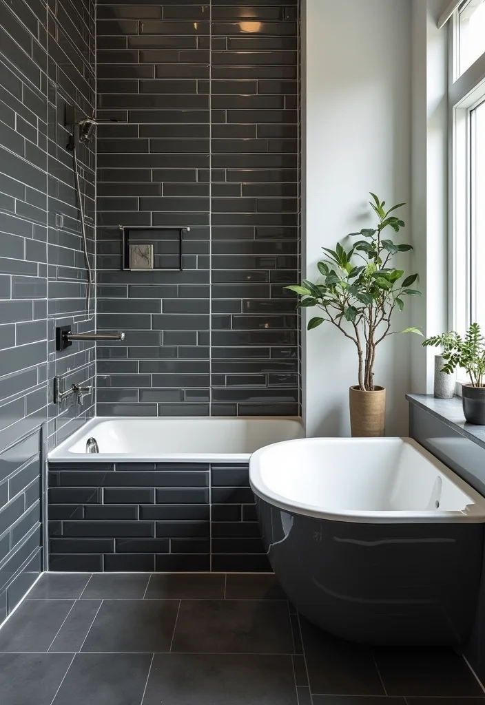 14 Black and White Bathroom Tile Ideas for Timeless Contrast - 3. Subway Tile Sophistication