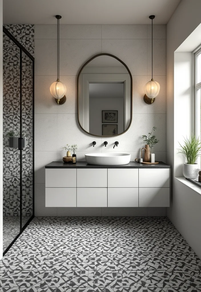 14 Black and White Bathroom Tile Ideas for Timeless Contrast - 6. Timeless Mosaic Detail