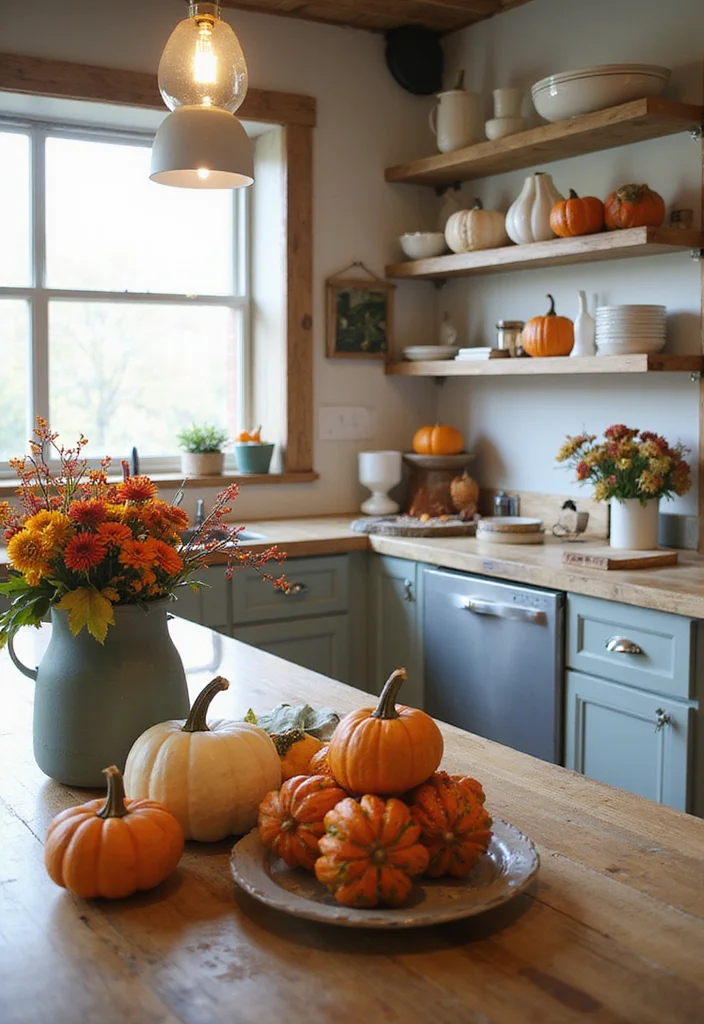 14 Moody Kitchen Ideas for Deep Cozy Atmosphere - 14. Seasonal Decor Updates