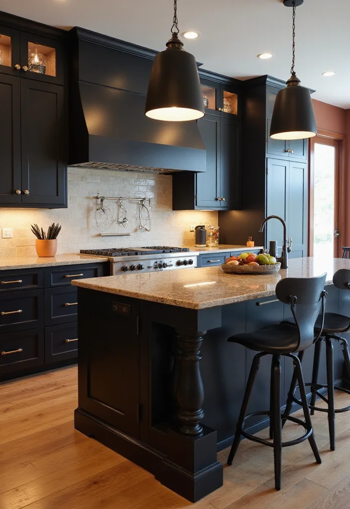 14 Moody Kitchen Ideas for Deep Cozy Atmosphere - 7. Bold Black Accents