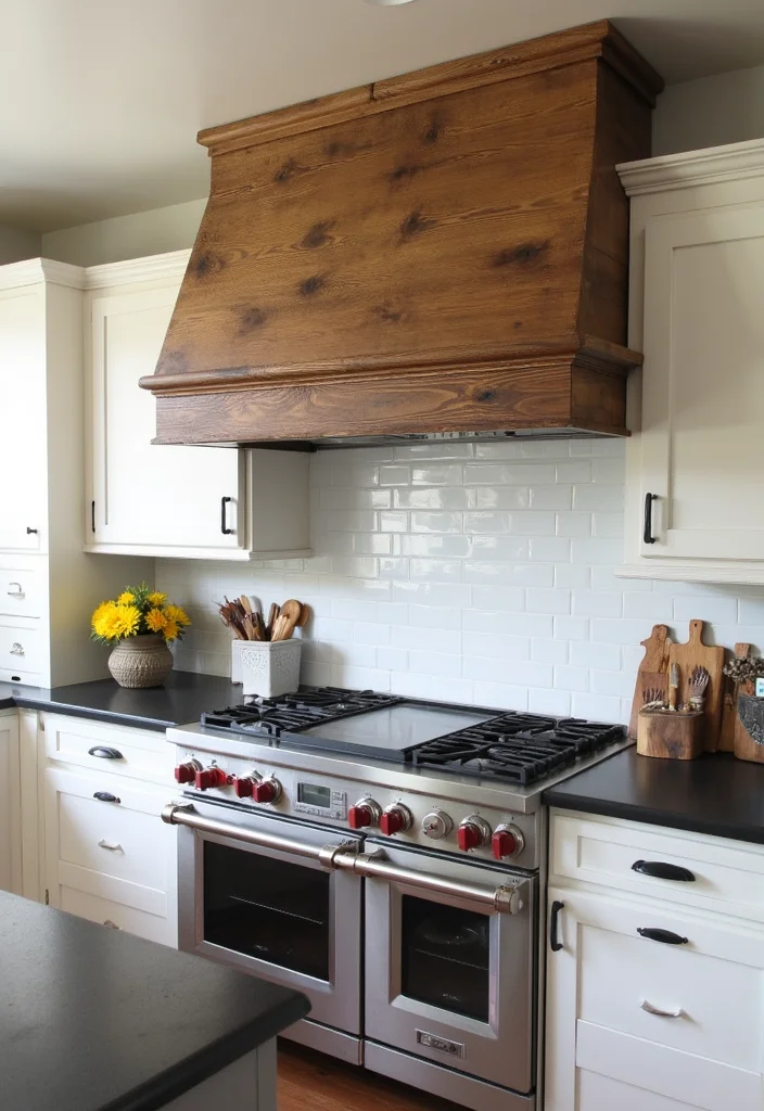 14 Moody Kitchen Ideas for Deep Cozy Atmosphere - 9. A Statement Range Hood