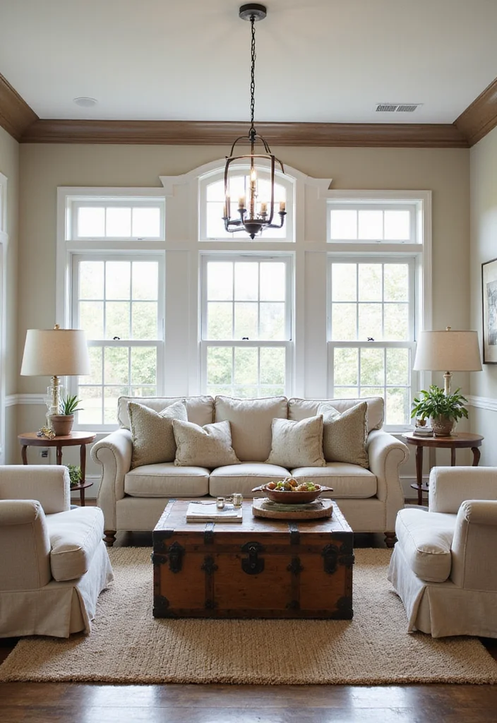 14 Rustic Farmhouse Living Room Ideas for Cozy Country Warmth - 4. Farmhouse Style Furniture