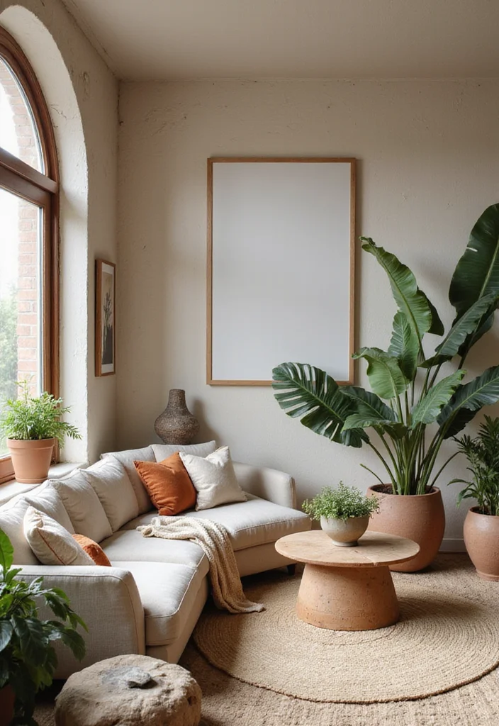 14 Rustic Farmhouse Living Room Ideas for Cozy Country Warmth - 7. Earthy Decor Elements