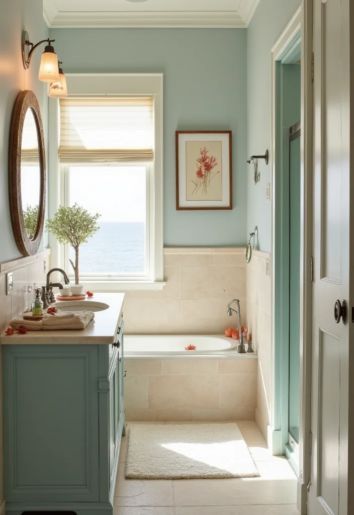 14 Tropical Bathroom Ideas for a Fresh Vacation Feel - 2. Beach-Inspired Color Palette