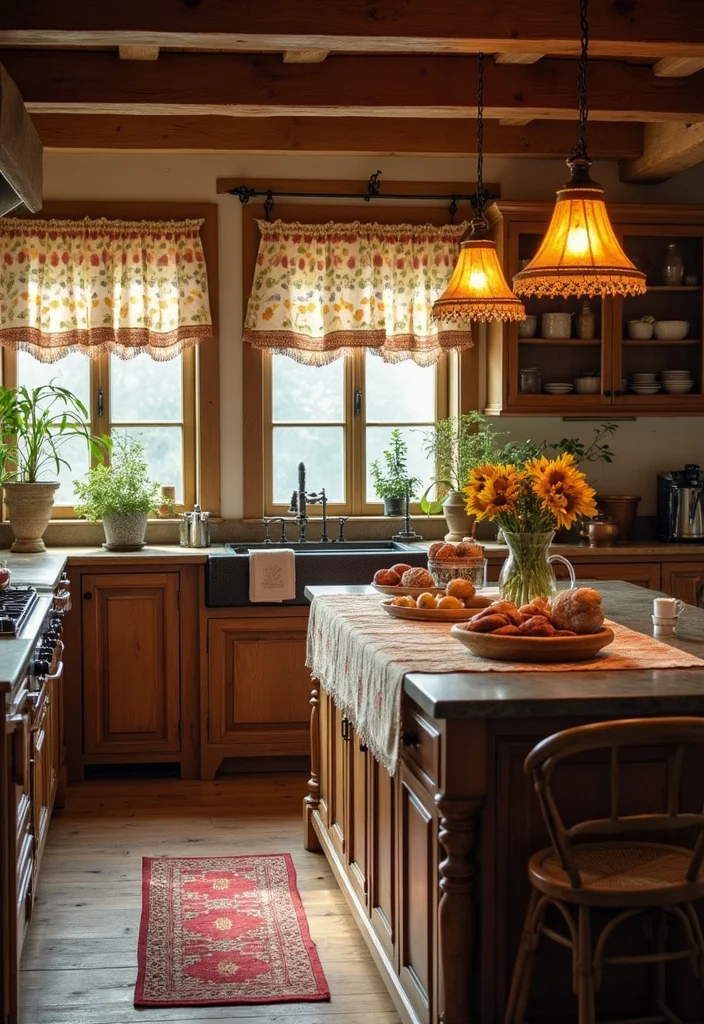 15 Rustic Kitchen Design Ideas for Warm Natural Texture 133 15 Rustic Kitchen Design Ideas for Warm Natural Texture - 13. Warm and Inviting Textiles