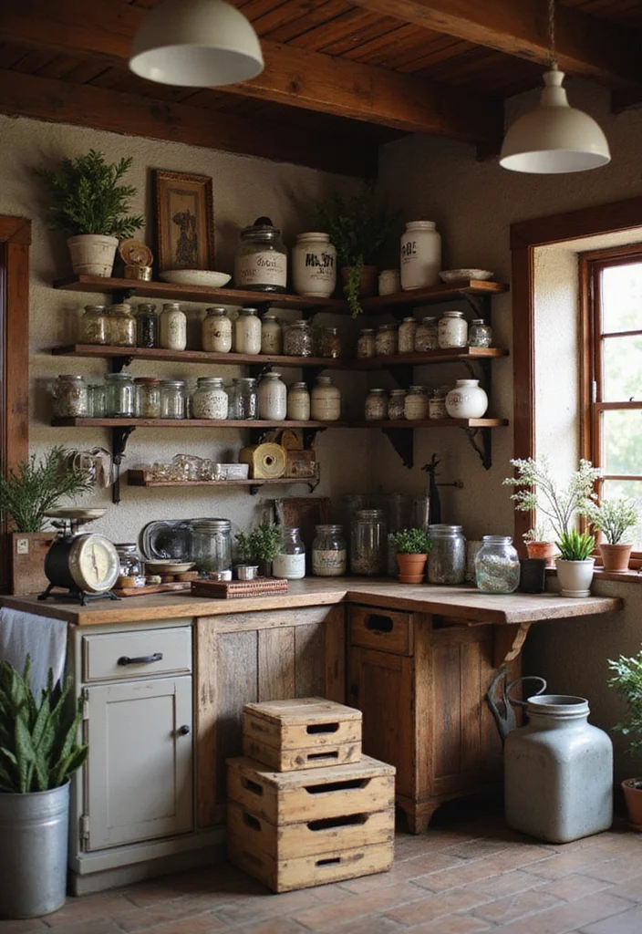 15 Rustic Kitchen Design Ideas for Warm Natural Texture 12 15 Rustic Kitchen Design Ideas for Warm Natural Texture - 2. Vintage Kitchen Accessories