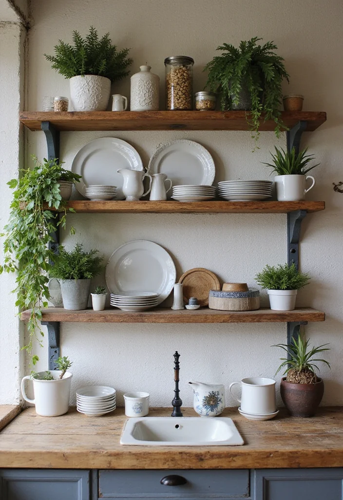 15 Rustic Kitchen Design Ideas for Warm Natural Texture 67 15 Rustic Kitchen Design Ideas for Warm Natural Texture - 7. Open Shelving for Display