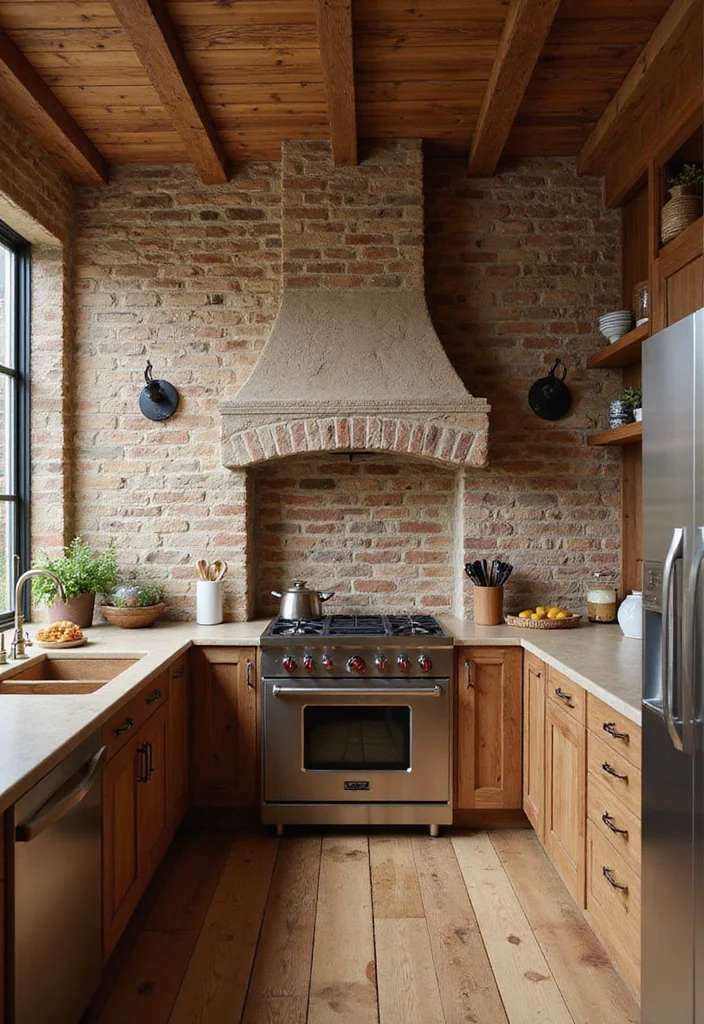 15 Rustic Kitchen Design Ideas for Warm Natural Texture 78 15 Rustic Kitchen Design Ideas for Warm Natural Texture - 8. Brick or Stone Accents