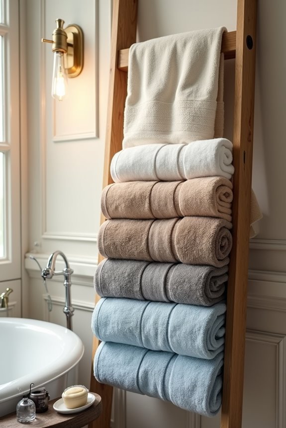 decorative ladder towel display