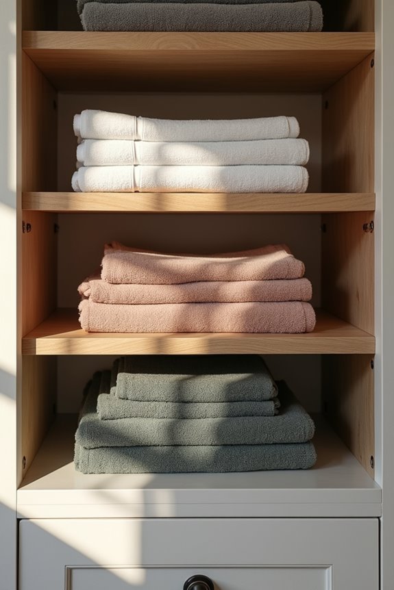 elevated towel storage display