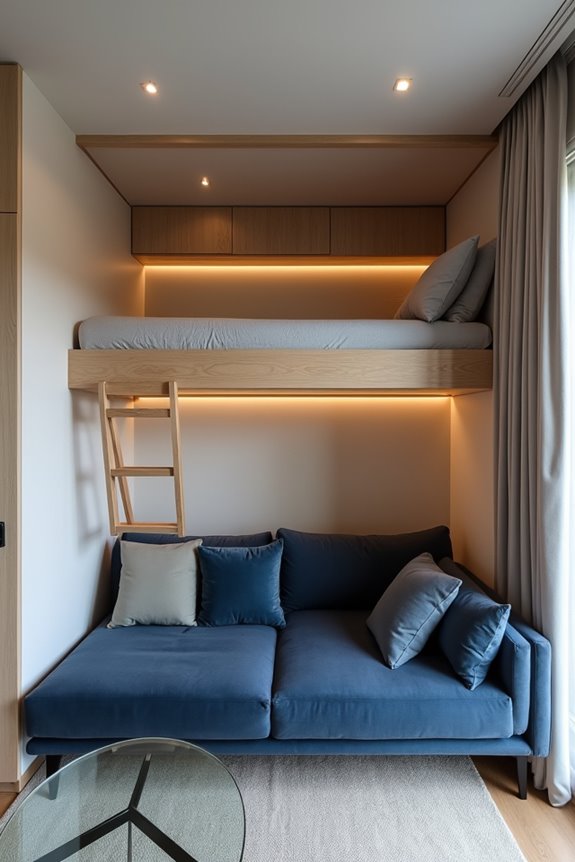 lofted bed frees floor space