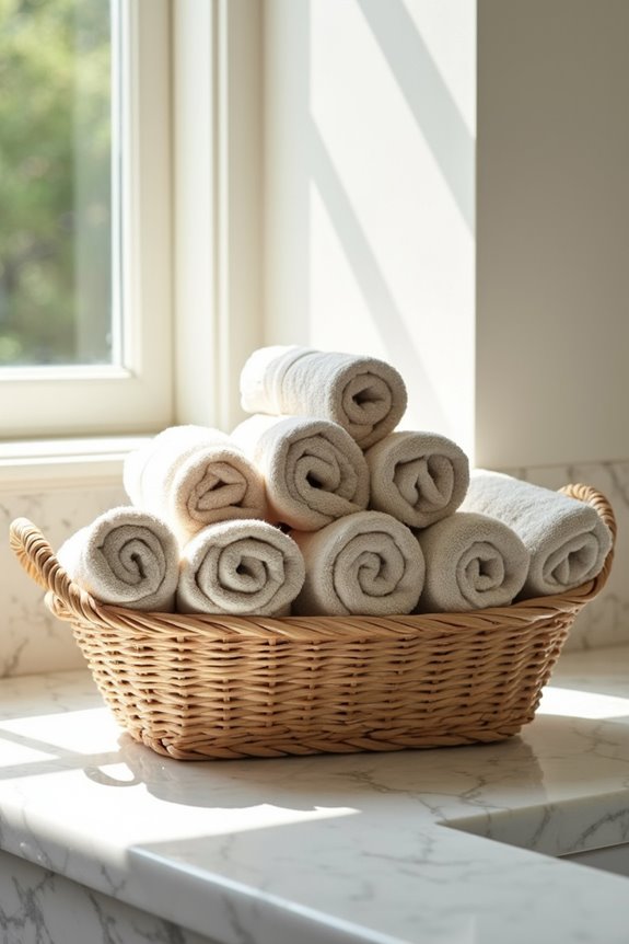 rolled towels woven basket display